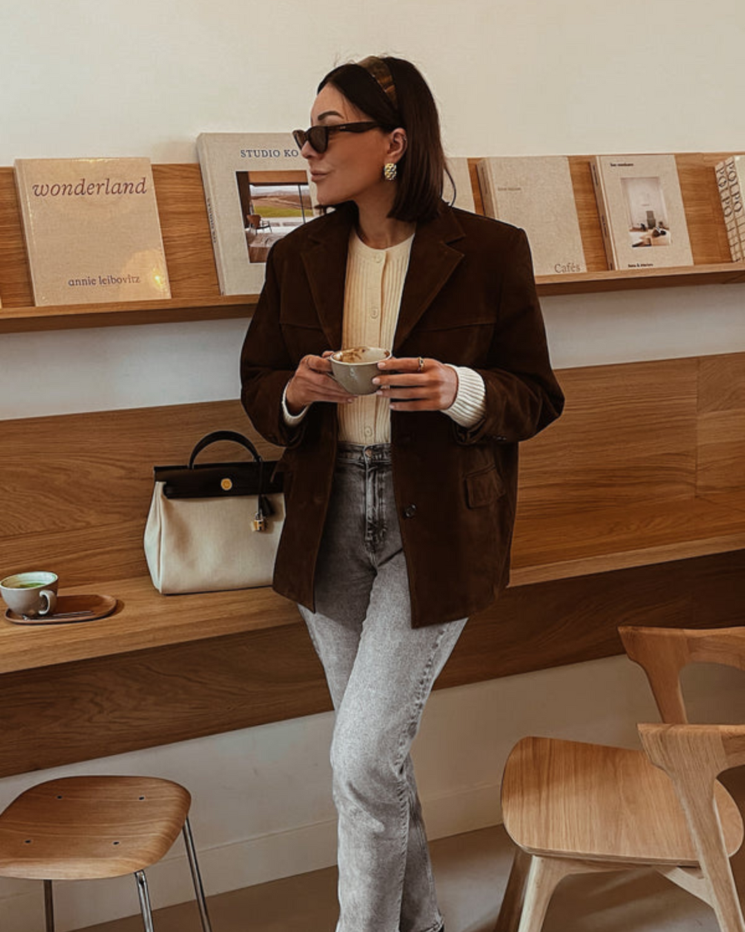 Rona | Women's Elegant Suede Blazer with Neat Button Closure