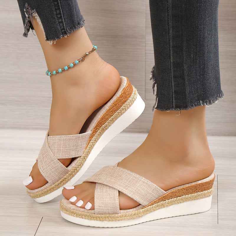 Emma | Elegant Women's Hemp Wedge Sandals with Platform