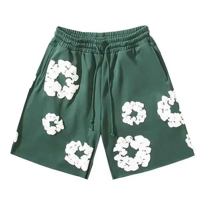Emma | Unisex Floral Print Streetwear Shorts – Summer Casual Bottoms Green