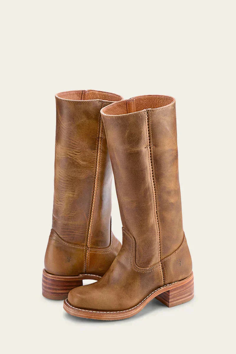 Women's Slim Fit Knee-High Boots with Structured Sole Khaki