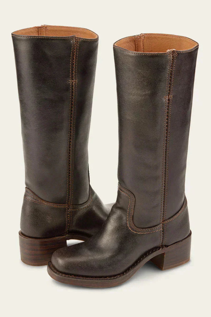 Women's Slim Fit Knee-High Boots with Structured Sole Brown