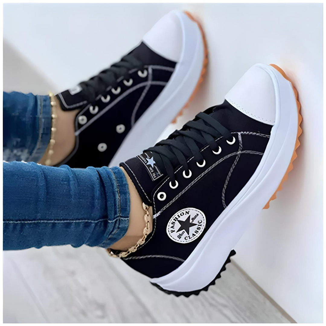 Emma | Women’s Orthopedic Sneakers for Plantar Fasciitis – Arch Support Canvas Walking Shoes Black