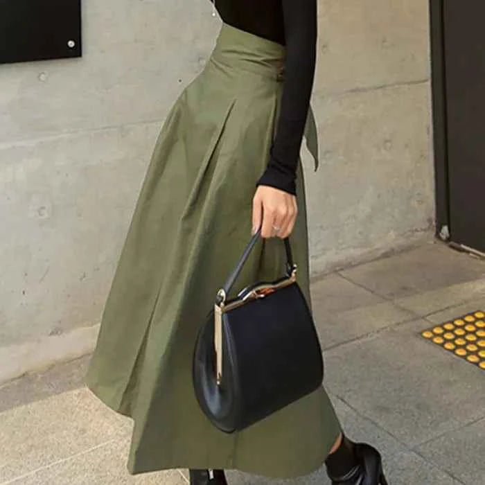 Women's Elegant Skirt - Stylish and Chic Design Army Green