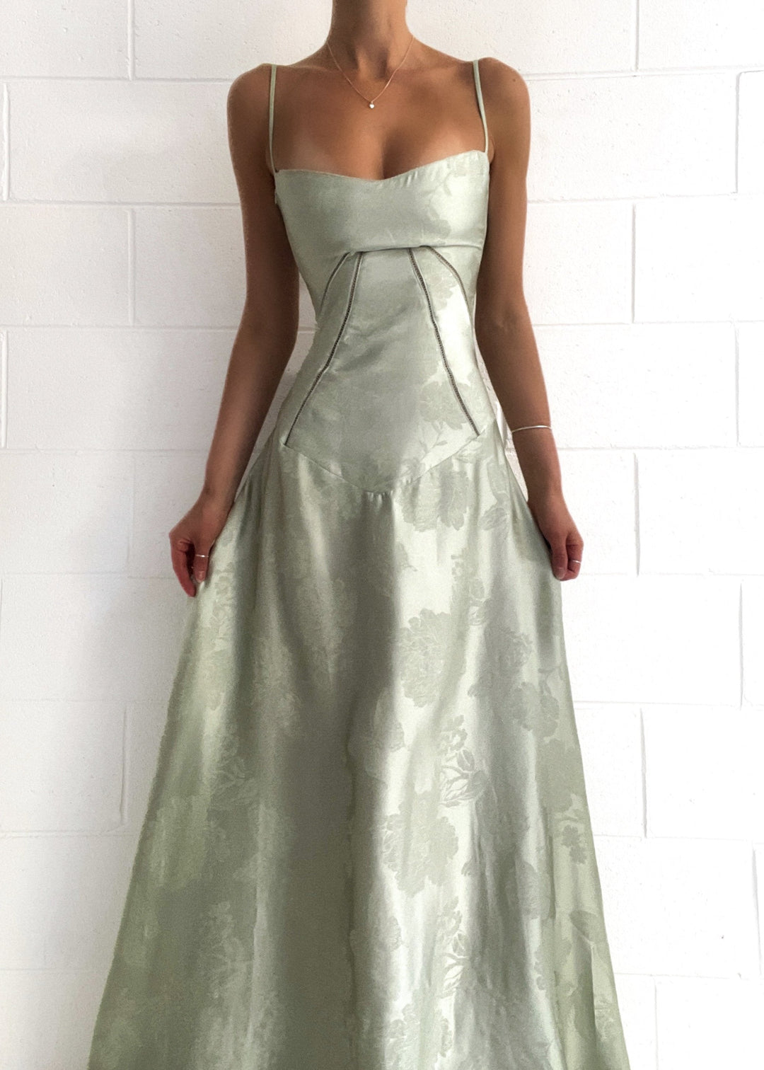 Gilda | Women's Elegant Floral Print Maxi Dress - Pistachio Green