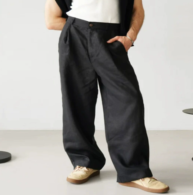 Men's Comfortable Cotton Trousers – Relaxed Fit – Full Length Black