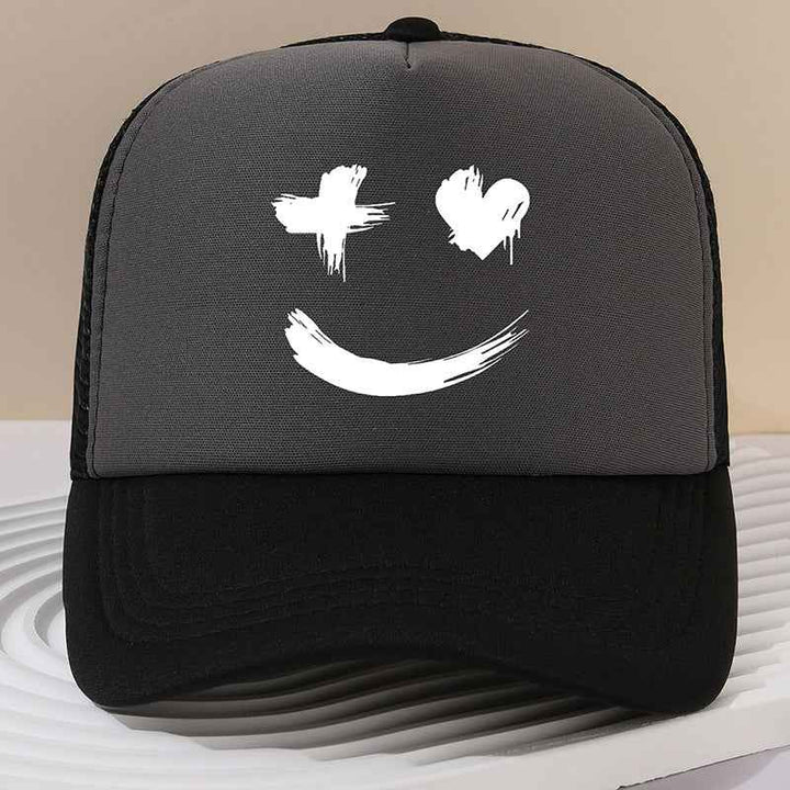 Face Peaked Cap Sunshade Baseball Cap Outdoor Riding Printing Gray Free Size