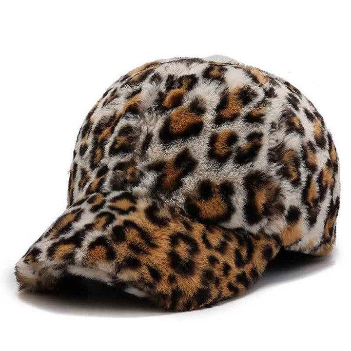 Fashion Leopard Fleece Baseball All-matching Peaked Cap Leopard White Dots Adjustable