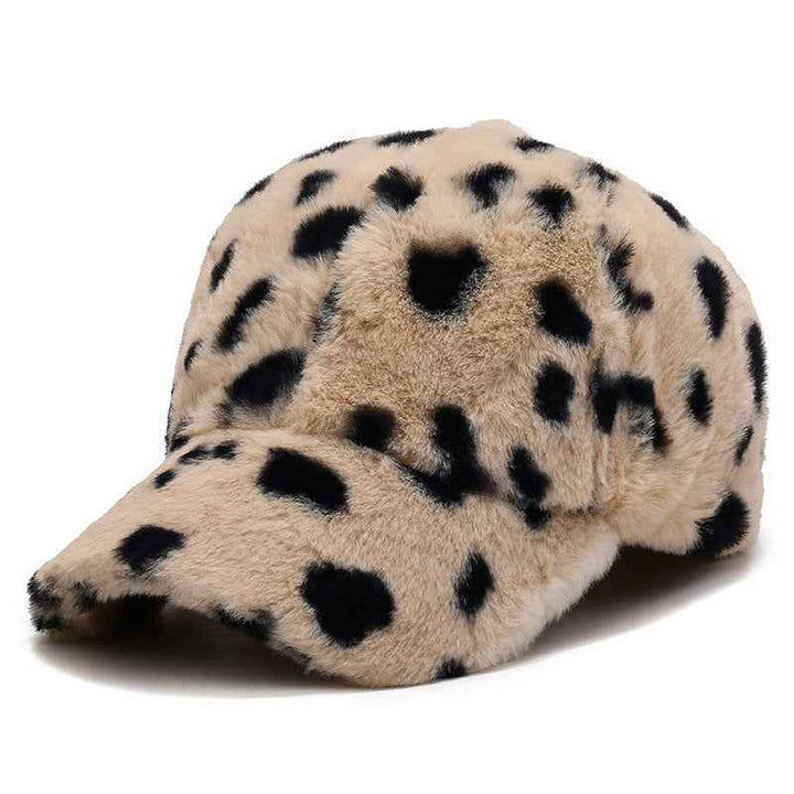 Fashion Leopard Fleece Baseball All-matching Peaked Cap Khaki Point Adjustable