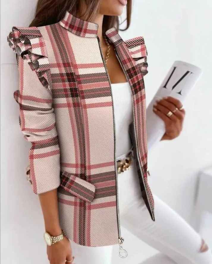 Women's Elegant Layered Blazer - Stylish and Versatile Pink