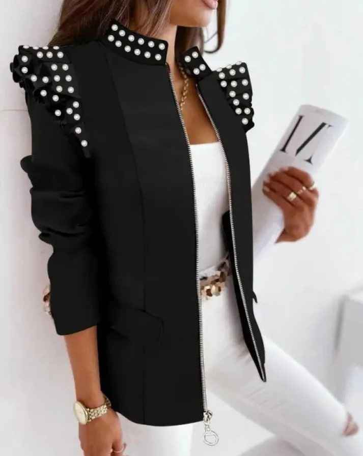 Women's Elegant Layered Blazer - Stylish and Versatile Black
