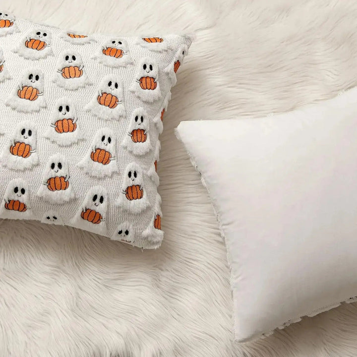 Halloween's Pumpkin Pattern Cushion Cover - Microfiber Blend Fabric