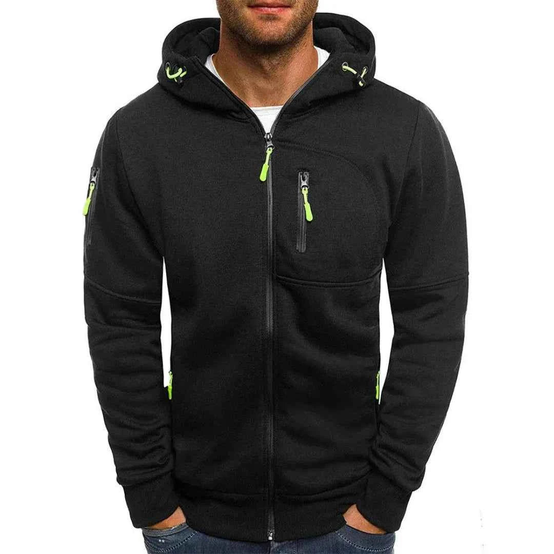 Men's Contrast Full-Zip Hoodie Black