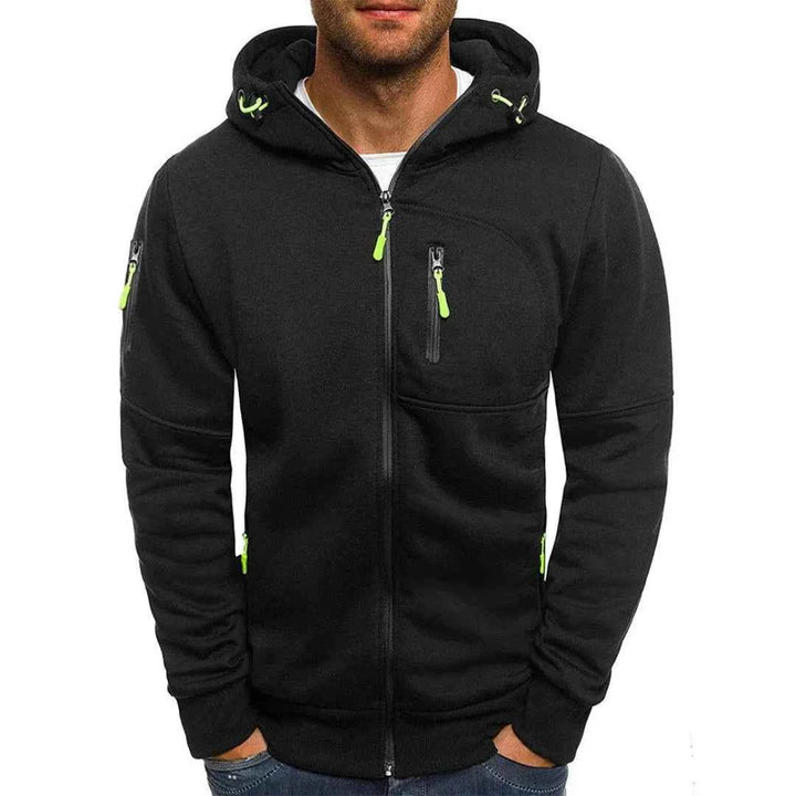 Men's Contrast Full-Zip Hoodie Black