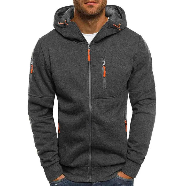 Men's Contrast Full-Zip Hoodie Gray
