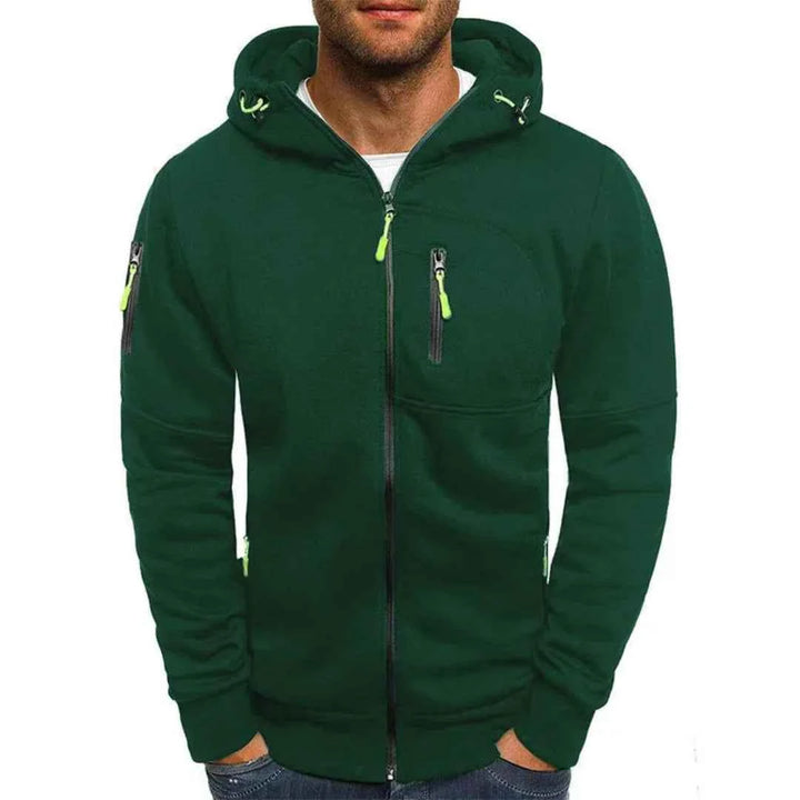 Men's Contrast Full-Zip Hoodie Green