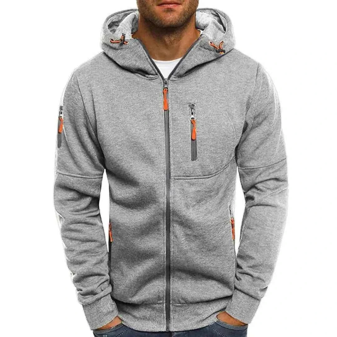 Men's Contrast Full-Zip Hoodie Light Gray