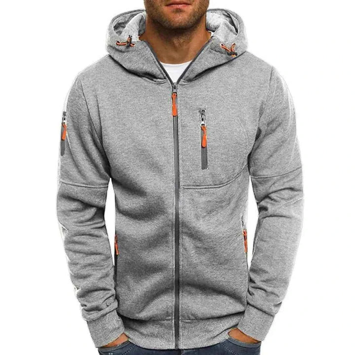Men's Contrast Full-Zip Hoodie Light Gray