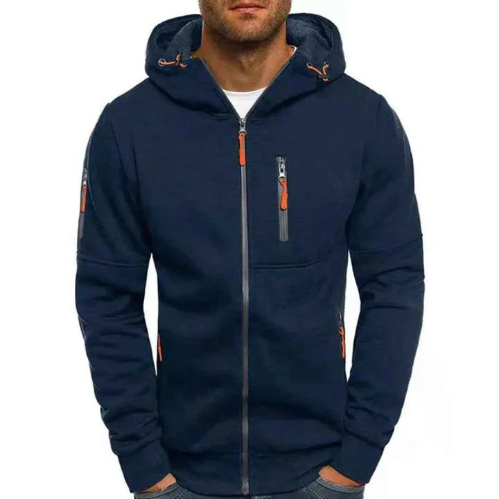 Men's Contrast Full-Zip Hoodie Navy