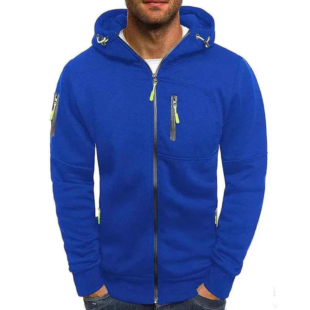 Men's Contrast Full-Zip Hoodie Royal Blue
