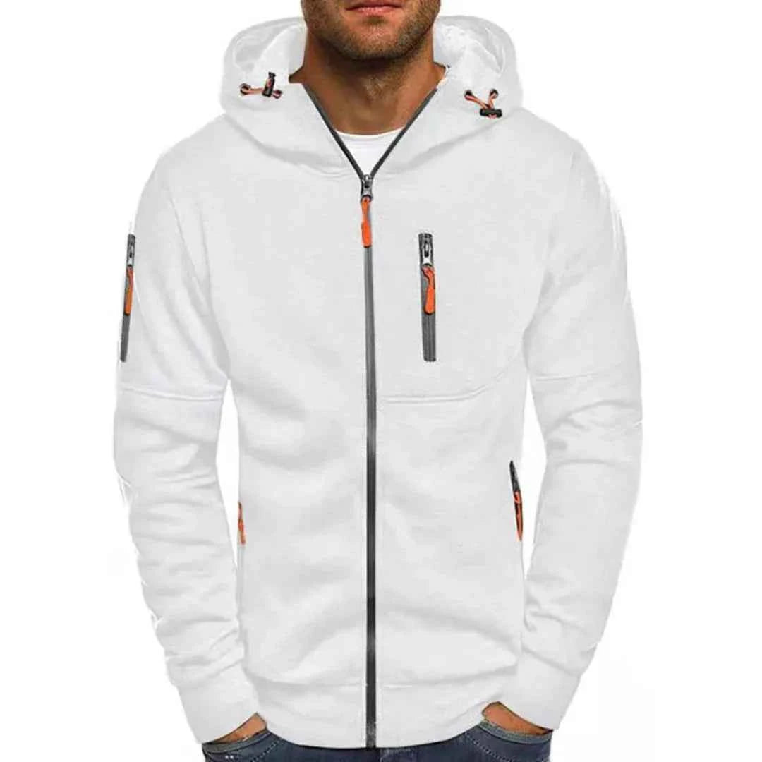 Men's Contrast Full-Zip Hoodie White