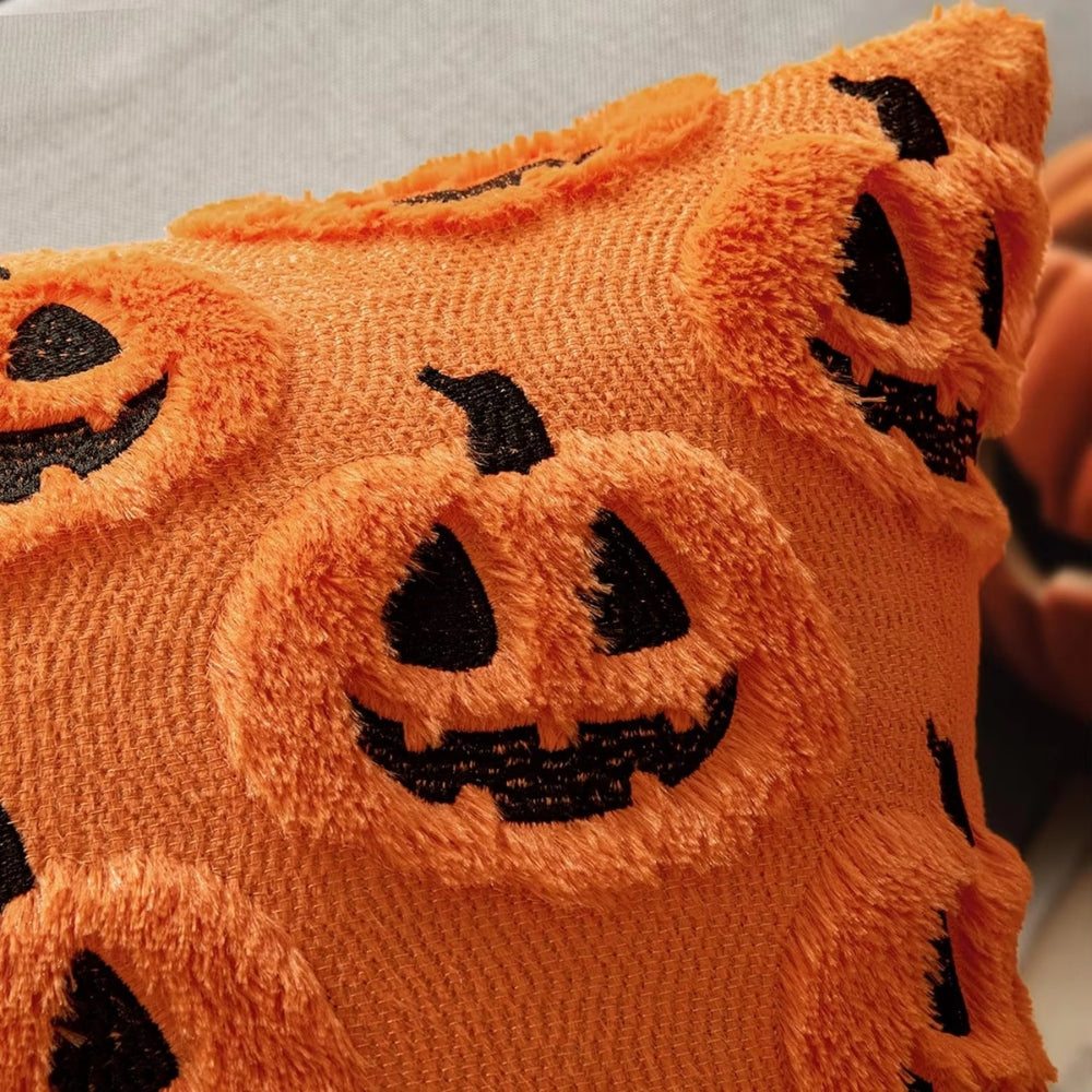Halloween's Pumpkin Pattern Cushion Cover - Microfiber Blend Fabric