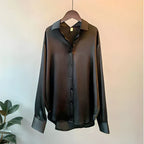Women's Spring Button-Up Shirt Black