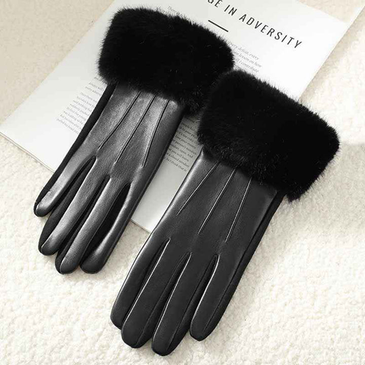 Fitted Gloves with Fur Trim - Wrist-Length Style