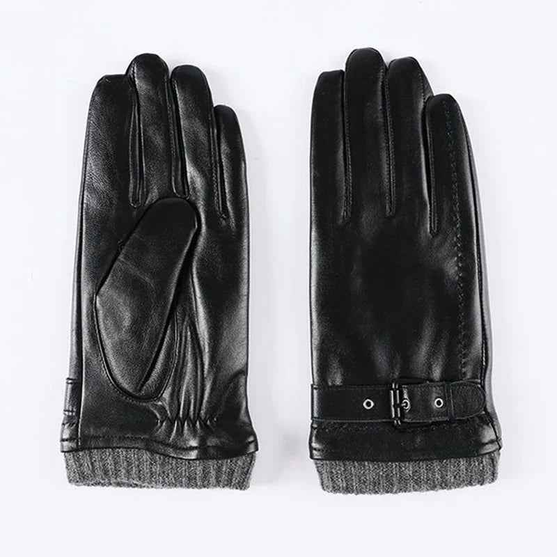 Fitted Wrist-Length Gloves with Buckle Strap