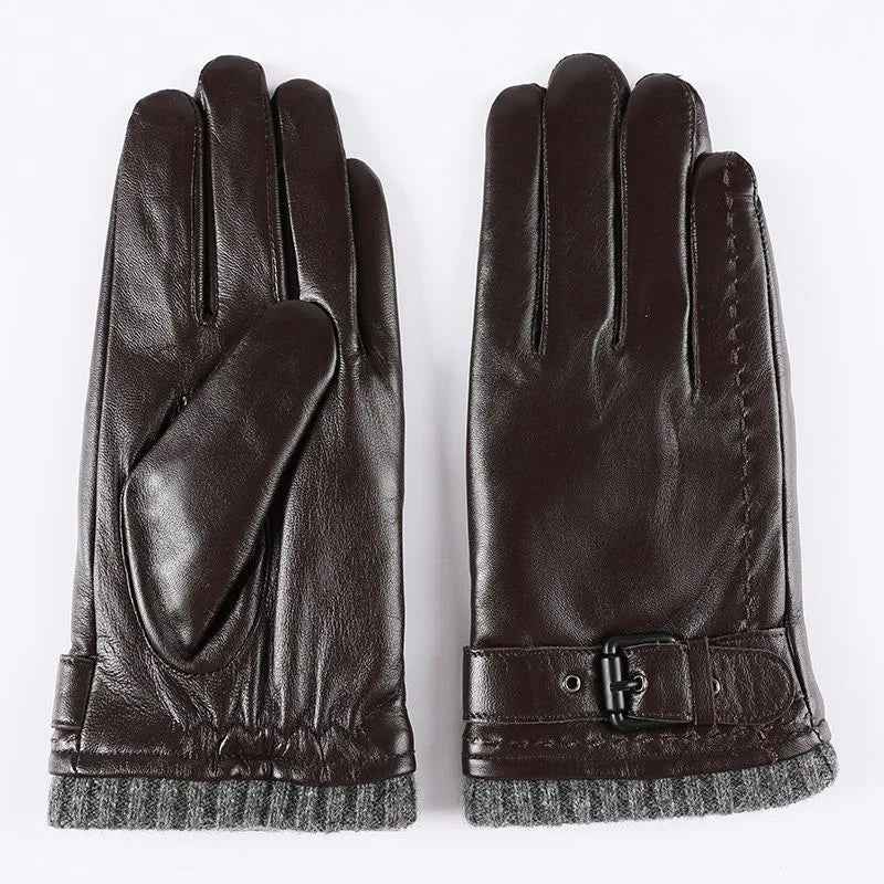 Fitted Wrist-Length Gloves with Buckle Strap