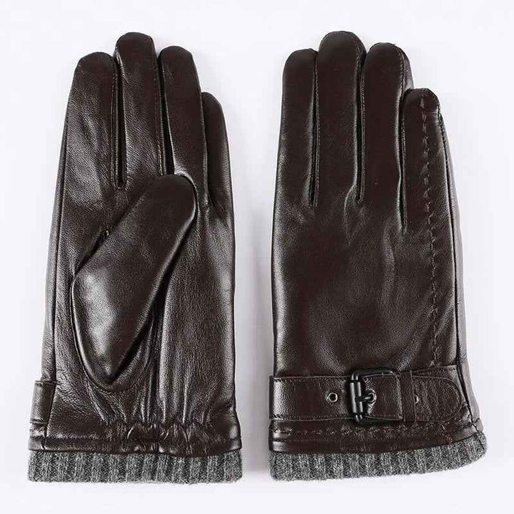 Fitted Wrist-Length Gloves with Buckle Strap