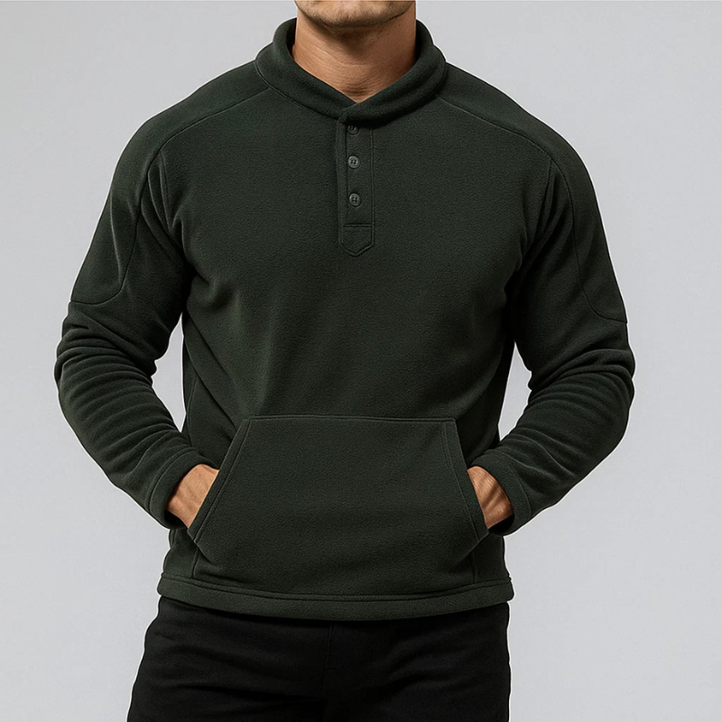 Fleece Henley Pullover for Ultimate Comfort Green