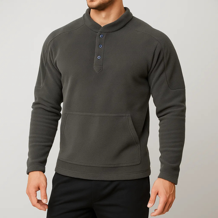 Fleece Henley Pullover for Ultimate Comfort Gray