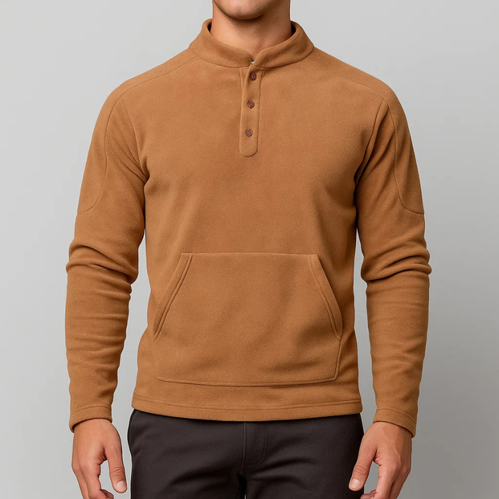 Fleece Henley Pullover for Ultimate Comfort Khaki