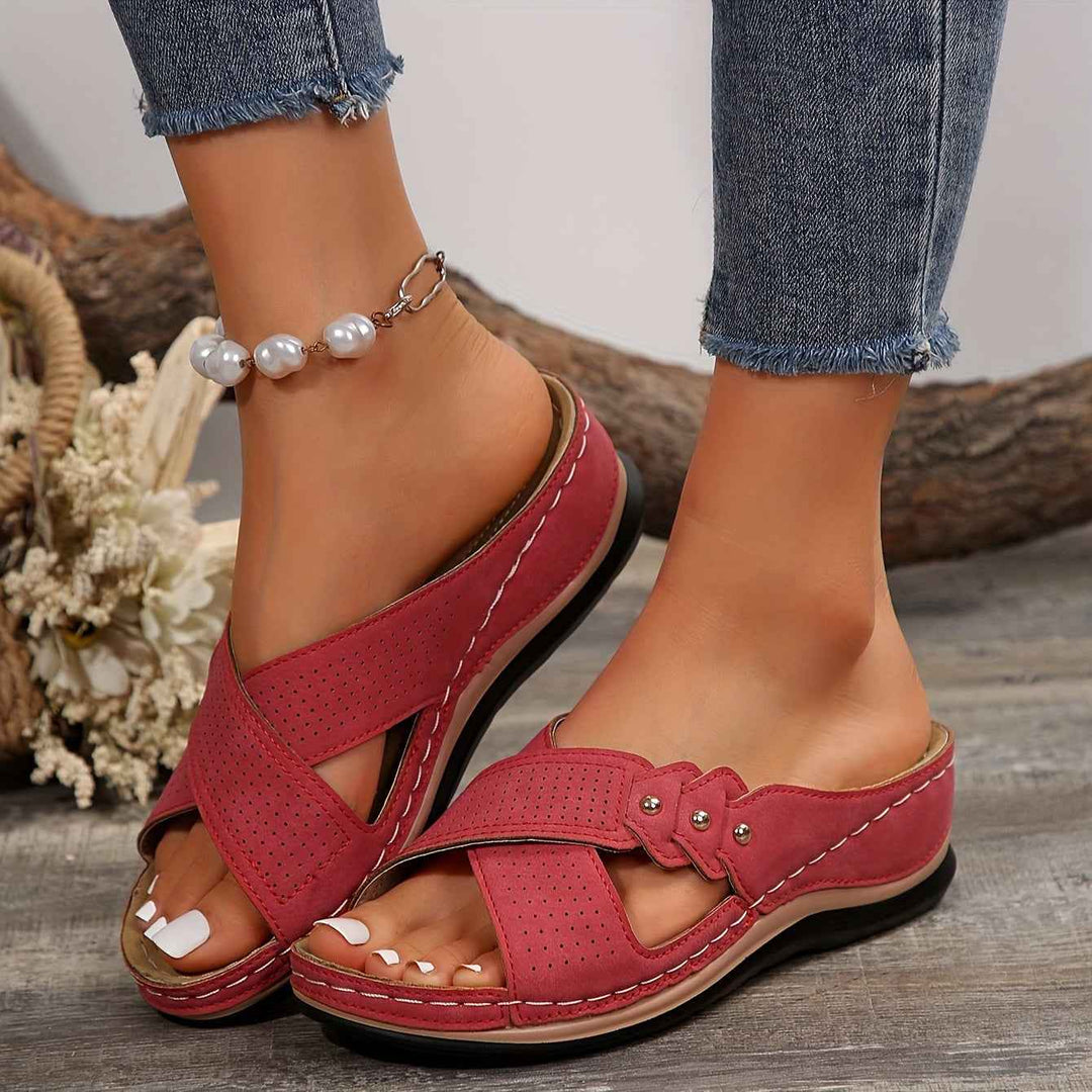FlexiGlow – Elegant Women's Sandals with Orthopedic Support Red