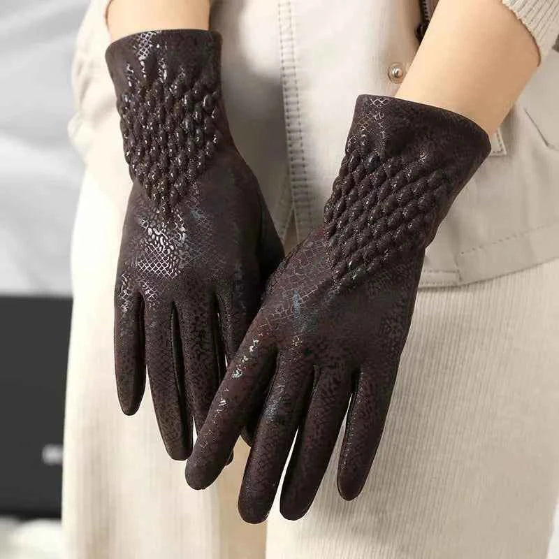Flexible Python-Inspired Snake Gloves Brown