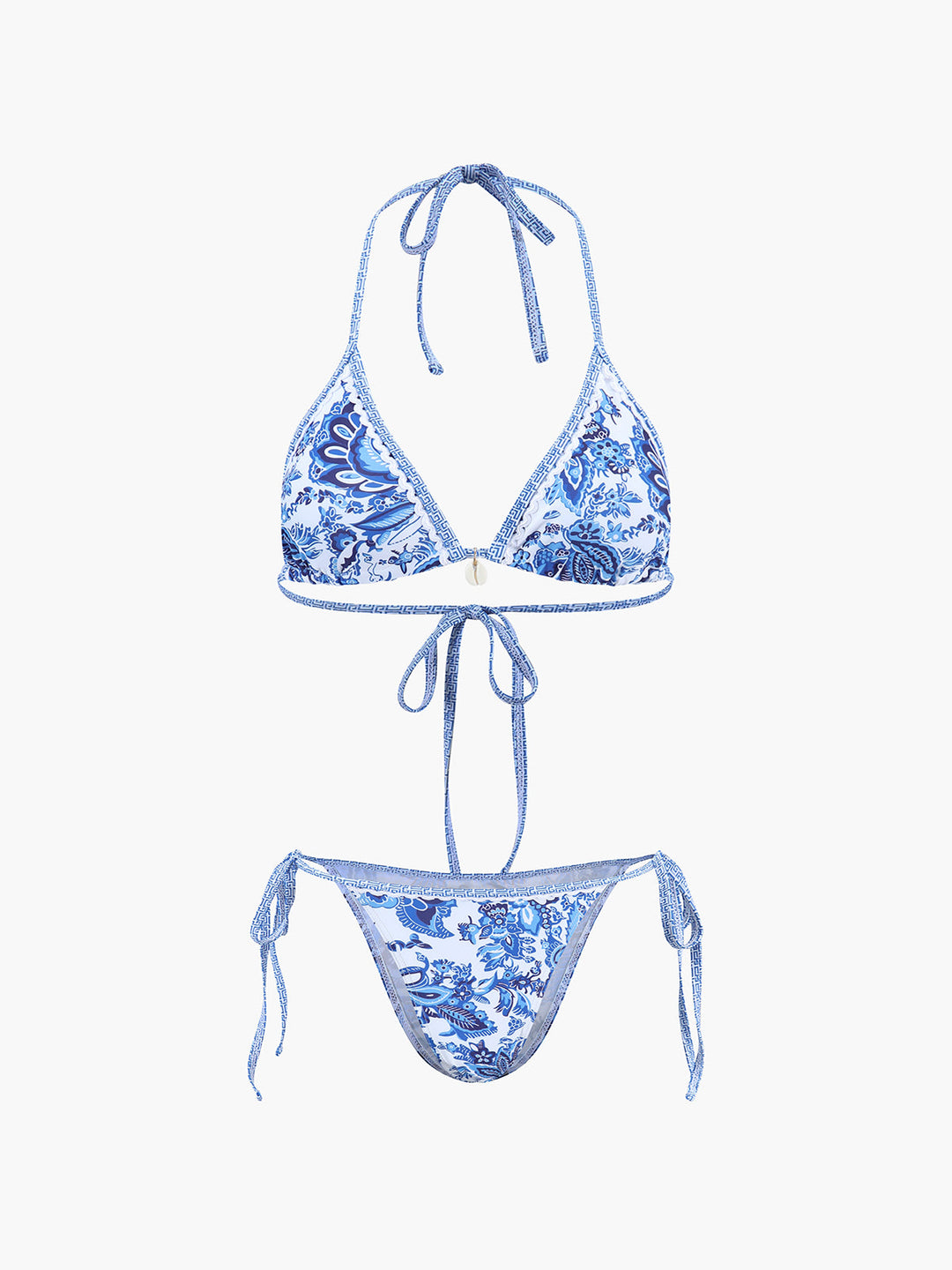 Florencia | Women's Halter Bikini Set – Stylish Blue Print Design Blue