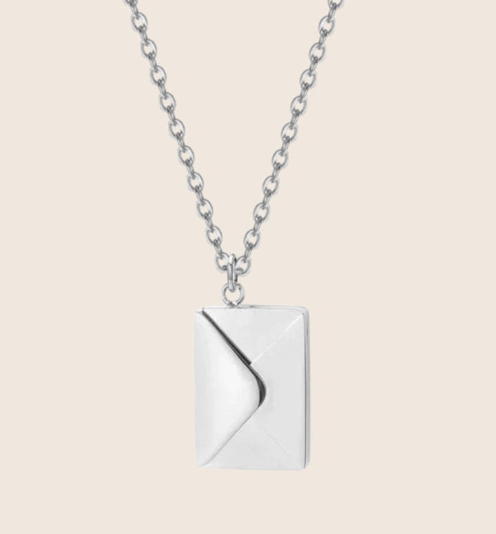 Nula | Women's Love Letter Envelope Necklace in Stainless Steel Silver
