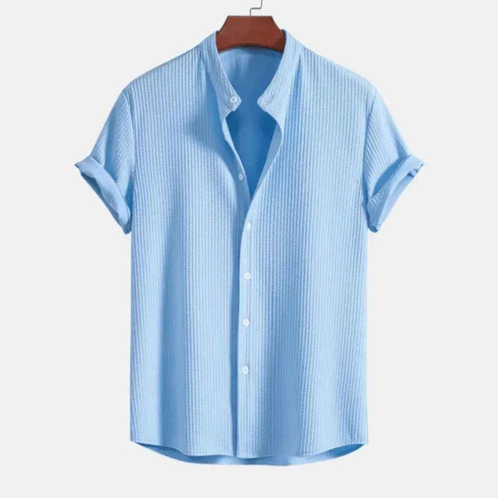 Men's Sleek Ribbed Shirt Light Blue