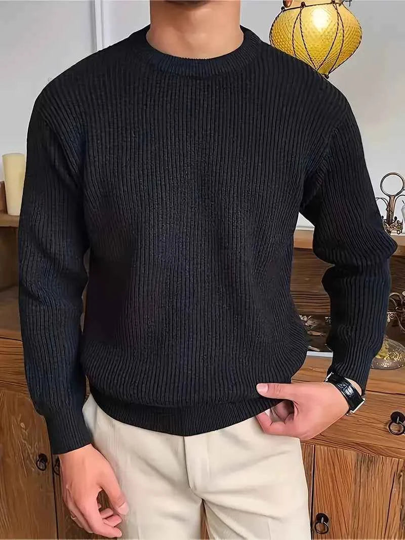 Men's Ribbed Knit Crewneck Sweater
