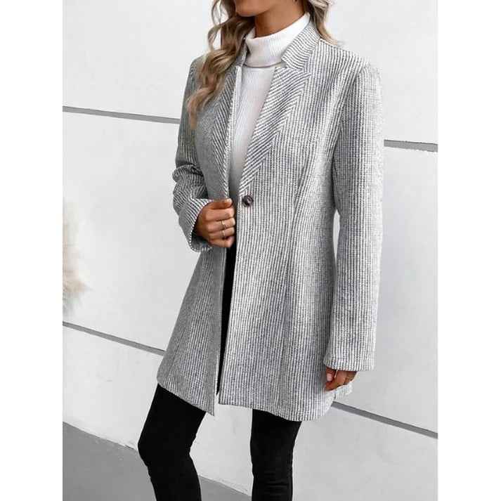 Women's Elegant Long Blazer - Stylish and Chic Outerwear Grey