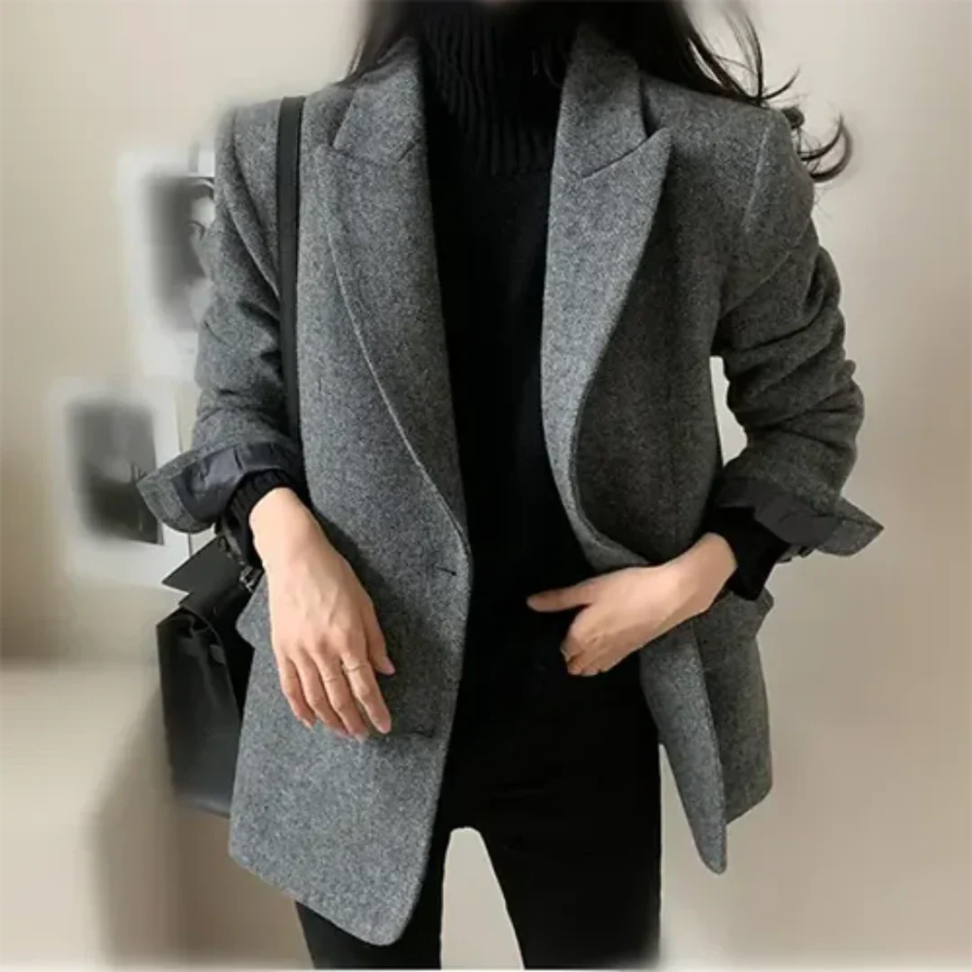 Women's Stylish Tailored Winter Blazer Grey