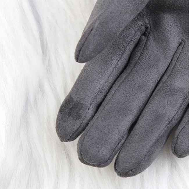 Fur Trim Wrist-Length Gloves | Solid Pattern Design