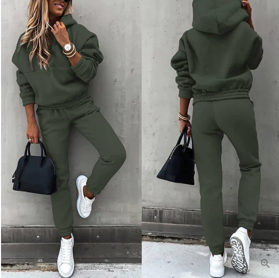 Women's Oversized Hoodie & Jogging Pants Tracksuit – Soft Cotton – Casual Fit Green