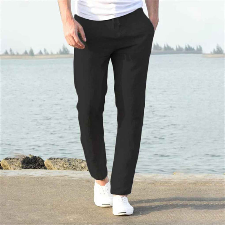 Men's Casual Linen Trousers for Warm Weather Comfort Black