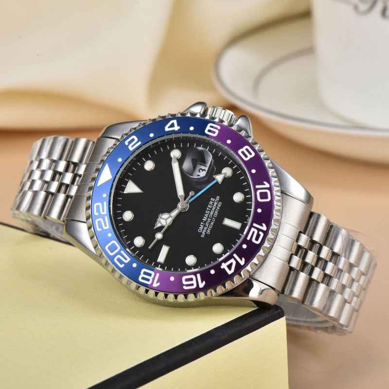 GMT Luxury Timepiece for Stylish Adventures Blue & Purple