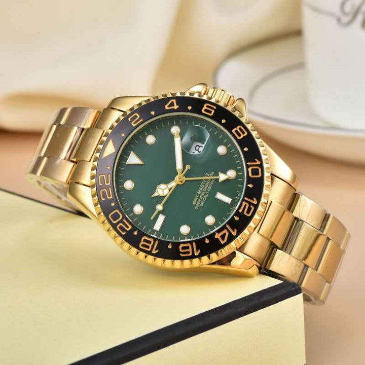GMT Luxury Timepiece for Stylish Adventures Gold