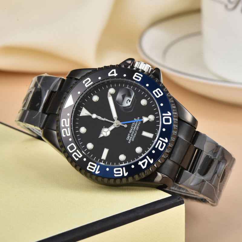 GMT Luxury Timepiece for Stylish Adventures Black & Blue