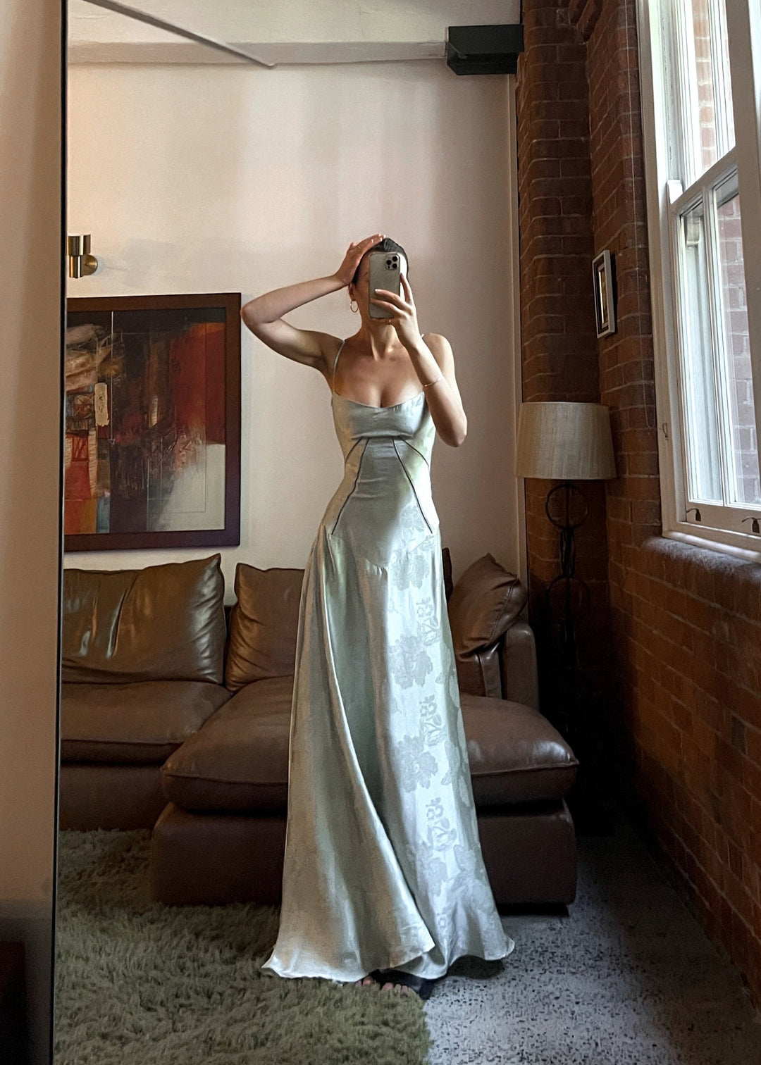 Gilda | Women's Elegant Floral Print Maxi Dress - Pistachio Green