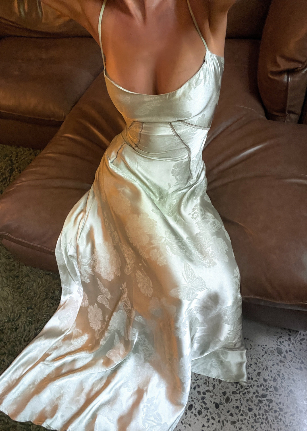 Gilda | Women's Elegant Floral Print Maxi Dress - Pistachio Green