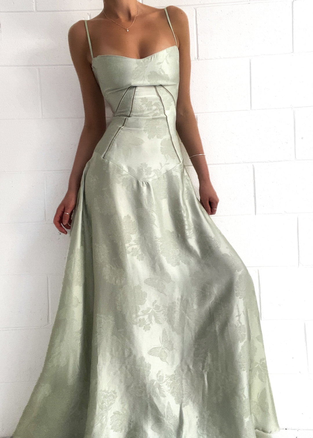 Gilda | Women's Elegant Floral Print Maxi Dress - Pistachio Green